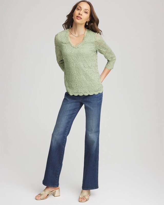 Lace Scallop-Hem Knit Tee - image 2